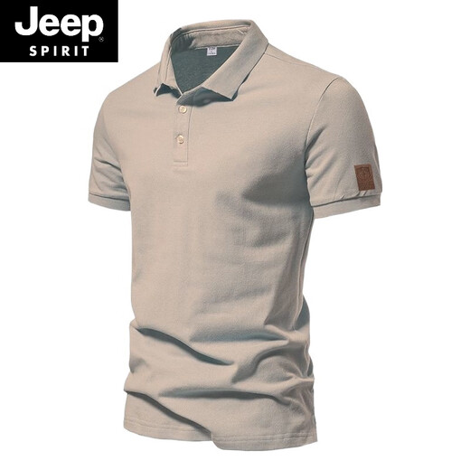 
JEEP SPIRIT American retro bead floor cotton men's polo. Shirt solid color casual business commuter short-sleeved T-shirt summer half-sleeved lapel purple (AQ new 691) L L (120-140Jin [Jin equals 0.5 kg])