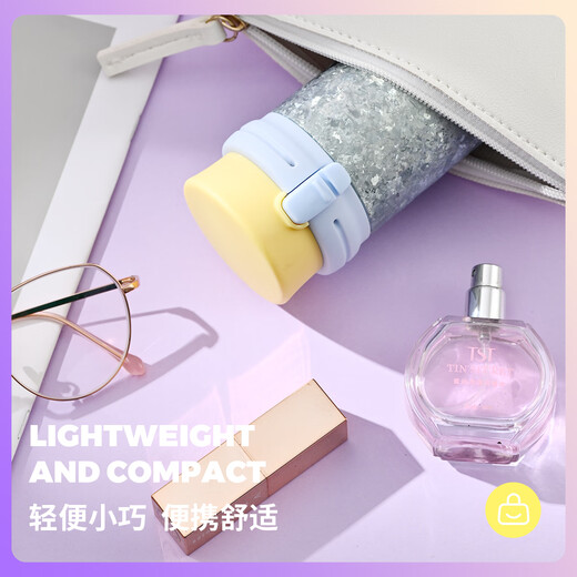 Kashima KASHIMA pure titanium bouncing cup mini portable straw cup high-value pocket cup car titanium cup gift for girls ice crystal blue-200ml