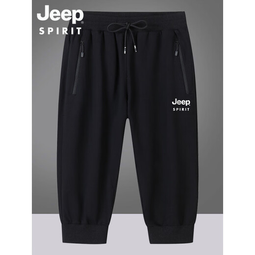 Jeep (Jeep) American Authentic Summer Cotton Shorts für Männer dünne Sporthöfe Lose großer lässiges Fünf-Punkte-Medium-Hosen offizielles Flaggschiff 6167 Black Tie-Mund Cropped Hosen M empfohlen 90-115 Jin [Jin gleich 0,5 kg]