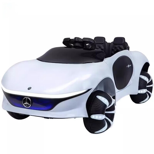 Chitongle German children's four-wheel electric car can sit in a child's toy car for 1 to 3-year-old babies remote control stroller, four-wheel drive white + leather seat