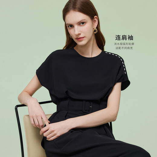 歌莉娅（GOELIA）【四面弹】歌莉娅高级松弛感穿搭套装女夏2025超火黑色ootd三件套 00B黑色 XL