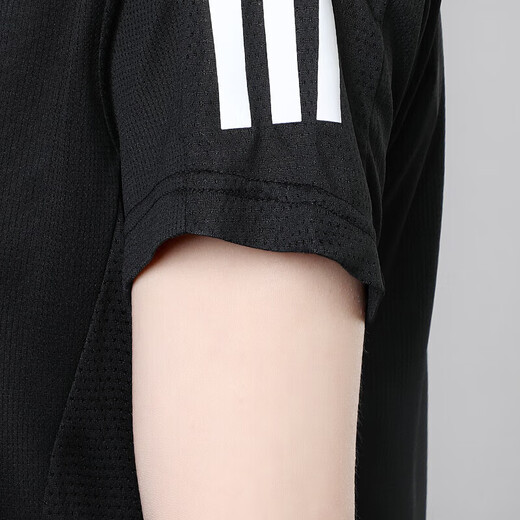 阿迪达斯 （adidas）官方舰店短袖 夏季新款跑步训练运动服梭织快干半袖上衣圆领T恤 9274-黑色梭织快干-现货速发 L 推荐120-130斤