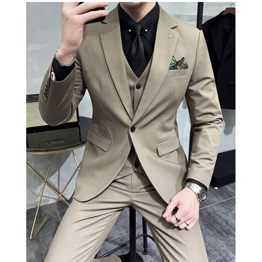 
CEO Yageor 2025 Spring Haute Clothing Suit Men's Official Sex Business Professional Forum British Dress Set Dark Gray#(Suit + Vest + Trousers) XL