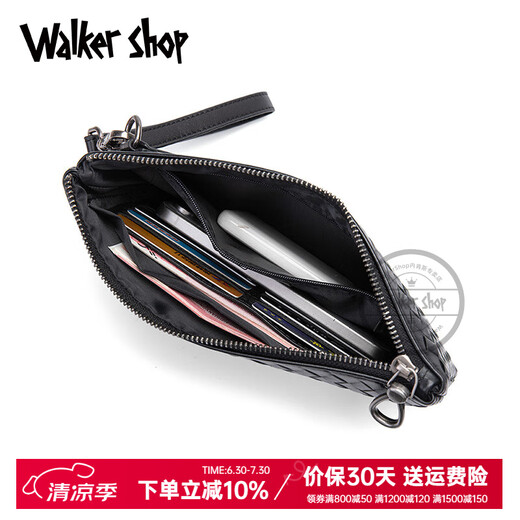 Walker Shop Мужская сумка сцепления сумочка 2025 Новая мужская сумка искренняя кожаная мужская сумочка мягкая кожаная сумка для оборудования. Случая повседневная кожаная черная среднего размера (27 см*175 см)