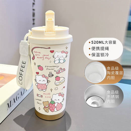 咏幻动画卡通容量咖啡杯不锈钢保温杯学生上班族双饮杯子 -BXAB16755美乐 不锈钢