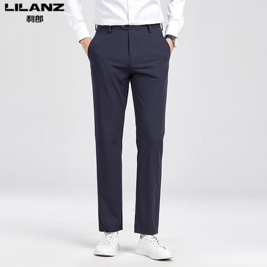 Lilang mulberry silkworm/silk casual pants for men's thin 2025 summer business elastic slim fit straight-leg pants blue H9896 32