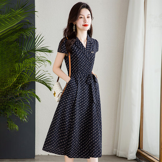 可蓓儿正式场合精致大方连衣裙女2025新款夏季轻奢高档品牌时髦裙子 L