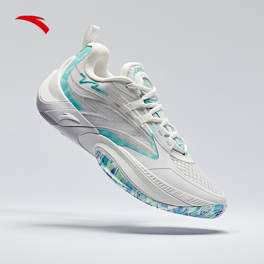 ANTA Arrogance 2 | Cement Busters outfield basketball shoes, full-length nitrogen technology anti-slip shock-absorbing wear-resistant sports shoes for men, instant 1V2 sand gray/clear water blue-3 43