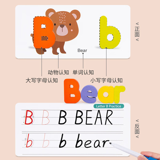Schöne Hund und kleine Kinder früh Bildung Englisch Wort Kognitionskarte Baby Erleuchtung 26 Buchstaben Upper Case Bausteine und Partikel Spielzeugbrief Puzzle Set Set