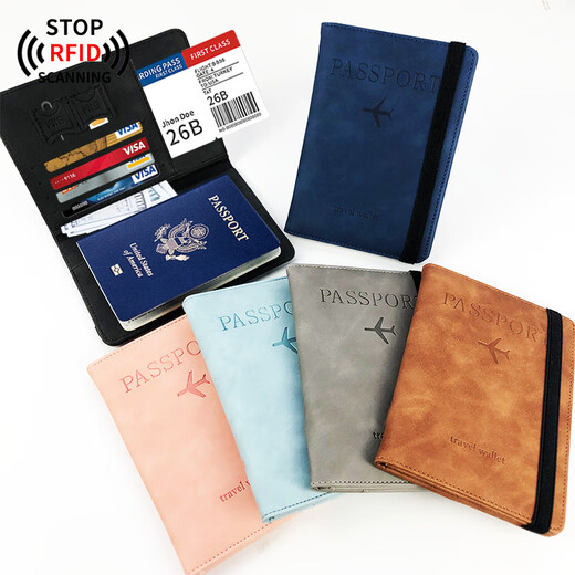 
He Jiagong Passport Bag Protective Case Stolen Document Storage Bag Passport Clip Passport RFID Travel Document Card Bag Pack RFID Anti-Scanning-[Pink]