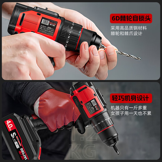 Delixi Tool Box Lithium Electric Drill Household Set Multifunctional Woodworking Electric Drill Electrician Repair Hardware Tools Premium Ruyi Model-16 Piece Set