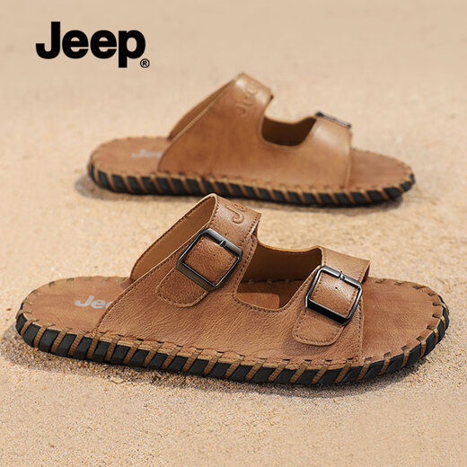 Jeep Jeep Slippers for men in autumn new style breathable soft sole wear casual sandals outdoor non-slip Roman beach shoes men brown [standard sneaker size] 39