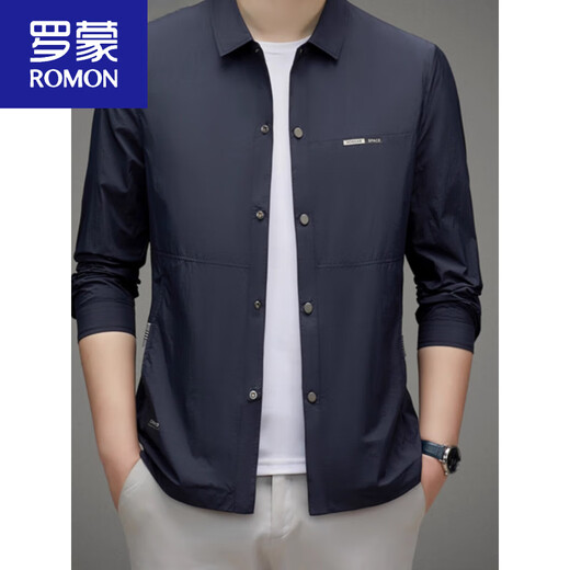 
ROMON (ROMON) 2025 sun protection suit men's spring, summer and autumn lapel ice silk skin clothes breathable thin business jacket casual jacket ZL9928 navy blue XL 180