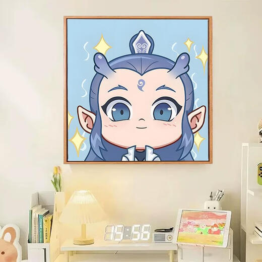 Three-April Tiger Q version Nezha: Devil Child's Sea Digital Oil Painting Diy Ao Bing Nezha Cartoon Animation 2025 Handmade Oil Painting Nezha J1047 50*50cm Solid Wood Inner Frame + Decorative Outer Frame Three Colors