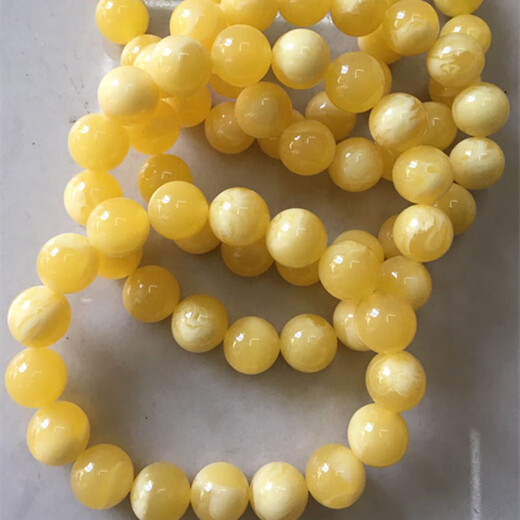 DL1998 beeswax bracelet natural Russian material unoptimized amber shallow floating water fluorescence 12mm