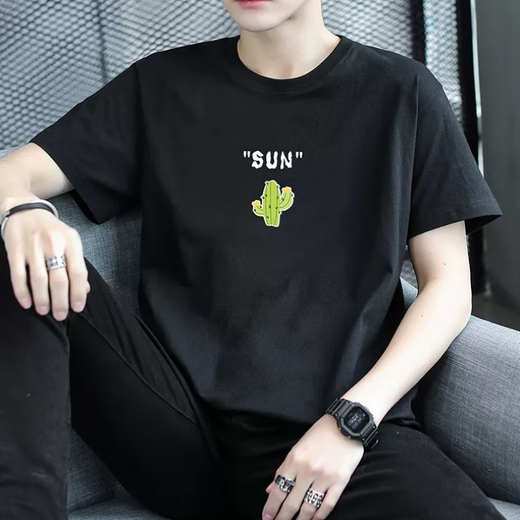 KMuysl Pure Coton T-shirt à manches courtes Brand à la mode masculine Summer Youth Junior High School and High School Duyled Dishirts T-shirt Clothes Summer Hg-T9918 White M (110jin [Jin est égal à 0,5 kg] ou moins)