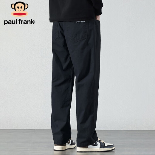 Big mouth monkey (paul frank) casual pants men's autumn and winter straight pants men's simple trendy brand Korean wide-leg men's pants long pants black XL