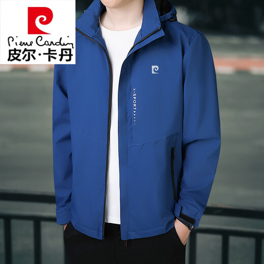 Pierre Cardin Jacket Men's Spring and Autumn Middle-aged Casual Jacket Loose Plus Size Jacket Top Hooded Fishing Suit Plus Velvet Red (Spring and Autumn) 2XL 150-160Jin Jin is equal to 0.5 kg