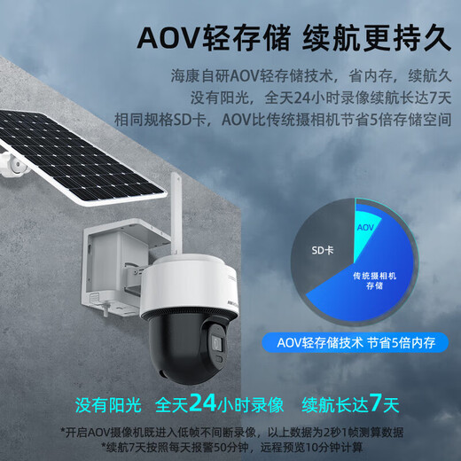 海康威视4g摄像头免流量太阳能供电无电无网手机远程农村云台球机监控 【终身免流量】T1终身流量太阳能AOV套装 标配无卡(送64G卡)