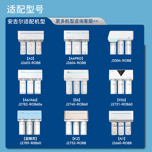 TURON es adecuado para el elemento filtrante de la máquina purificadora de agua Angel J2603-ROB8/02/06/58/2789/02/24/28/31/90/01/31/3304 conjunto completo de accesorios delanteros y traseros, adecuado para el elemento filtrante J3304-ROB8, a menudo reemplazado por 2 compuestos estadounidenses + carbono trasero AC