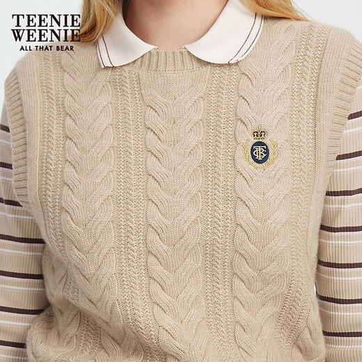 Teenie Weenie Bear Sweater Women's 2025 Autumn New Simple Fashion Simple Simple Smart Mleeveless Chalss