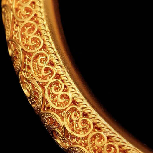 Xinxiangdu Bracelet Wedding Ancient Method Bracelet Filigree Bracelet Vietnamese Sand Gold Hollow Women's Bracelet Permanent Colorless Bracelet National Style Dragon and Phoenix Pair (Open) (With Gift Box)