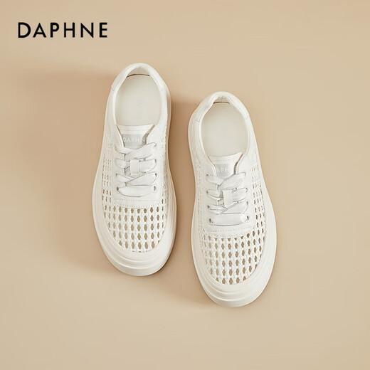 Daphne zapatos de tablero transpirable para mujeres, suela, hueca, huecos, zapatos blancos tejidos bajos en el cordón bajo cómodos zapatos casuales de deportes 37 37