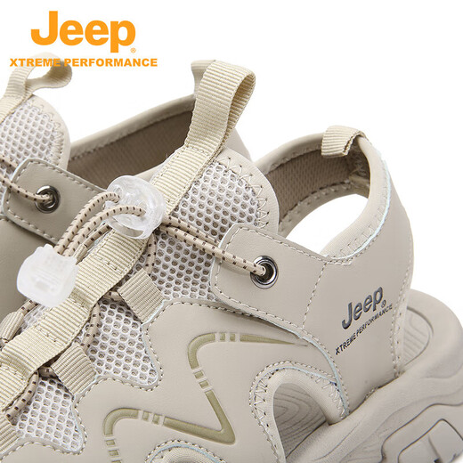 Jeep Jingdong Outlet Adult Men's and Women's Summer Baotou Anti-slip Sole Mesh Open Heel Beach Sandals Sand Color 44