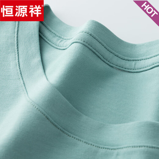 Hengyuanxiang 2025 new spring and autumn summer pure cotton high-end seven-quarter sleeve T-shirt women's mid-sleeved loose fashionable age-reducing top W6172 ice blue mid-sleeved XL (recommended 120-135Jin [Jin equals 0.5 kg])