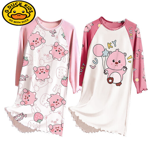G.DUCKKIDS儿童睡衣2025新款春秋季莫代尔大童女童睡裙长袖亲子家居服小女孩 2M--ST-12188 均码 18码(150-155）cm