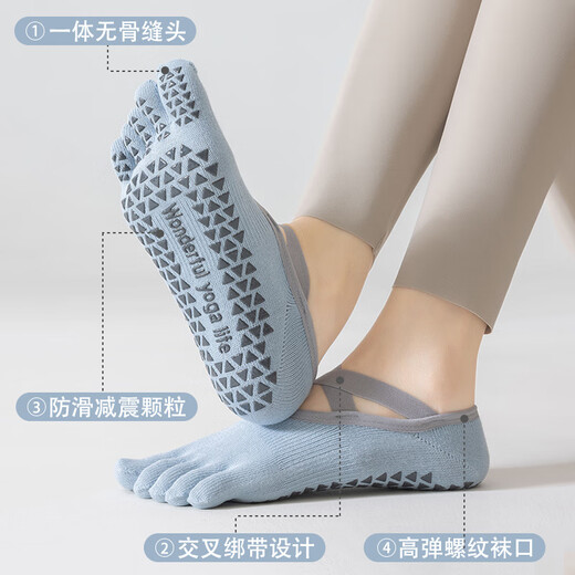 DFBK German Five Finger Yoga Socks Women's Summer Thin Non-Slip Adult Indoor Special Sports Dance Pilates 3 Pairs Black + White + Purple