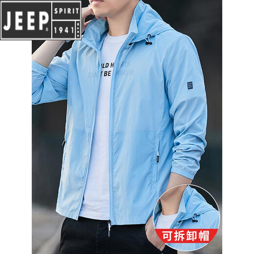 JEEP SPIRIT冰丝防晒衣男夏季轻薄透气户外遮阳钓鱼服登山夹克外套速干衣 RT-699黑色 M