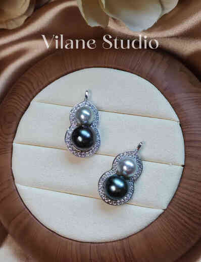 VZZS natural sea water Akoya Tahiti real hemp beads rose gold light gold double bead gourd sterling silver melon seed buckle pendant gold beads + Akoya