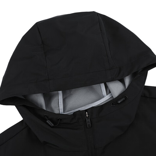 361 Sports Hooded Jacket Men's 2025 Autumn and Winter Windproof and Water-Repellent Outdoor Charge Men's Casual Jacket Women Recommended Super Black XL