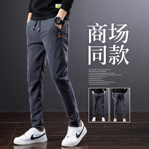 Work pants for men, wear-resistant, loose elastic, spring and autumn construction site tear-proof denim overalls, labor protection work pants, K3 gray, high quality, 3XL 150-160Jin Jin is equal to 0.5 kg