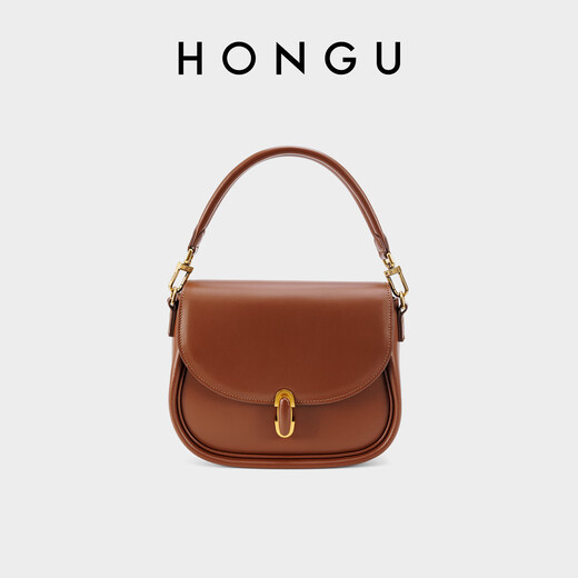 Honggu bag leather shoulder crossbody bag retro saddle bag casual handbag women's bag birthday gift for girlfriend