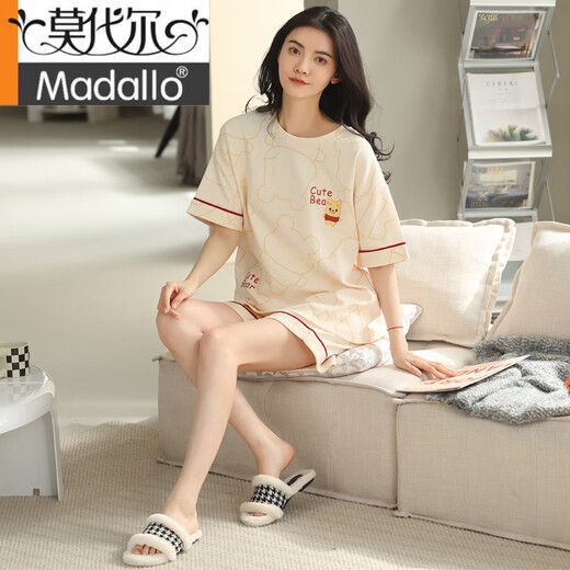 MODAL 2025 Nouveau pyjamas pour les shorts de coton pur d'été pour femmes Le style d'été du printemps et de l'automne peut être porté à l'extérieur de la maison de vêtements à la maison zh-9855 # shorts M (80-100jin [Jin est égal à 0,5 kg]))