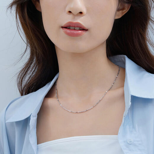 Lukfook Jewelry platinum necklace O-shaped chain platinum 950 plain chain clavicle chain price about 7.41 grams