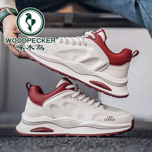 
Woodpecker Daddy Men's Shoes Summer New Mesh Breathable Thick Sole Heightening Casual Shoes Men's Sports and Evergrande Trendy Shoes Men's White 42