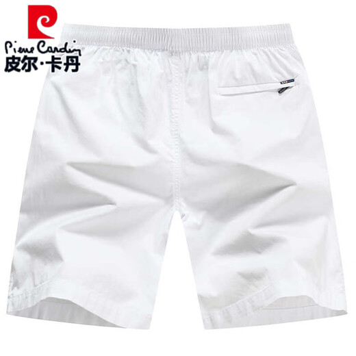 皮尔卡丹（pierre cardin）高端纯棉短裤男款夏季外穿宽松休闲五分裤全棉沙滩裤大裤衩白色针 P-卡其【9277】拉链口袋 L 【115-135斤左右】