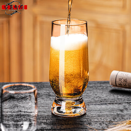 High-quality craft waisted beer mug crystal glass wheat beer mug shop v light luxury gold foil 6-piece gold foil beer mug 370 ml