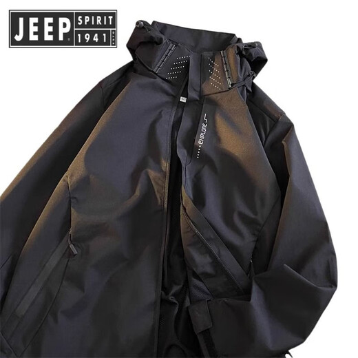 JEEP SPIRIT吉普冲锋男款2025新款夏季薄款户外三合一外套软壳爬山服女防风登 6628黑色男女同款三合一参照男款 5XL