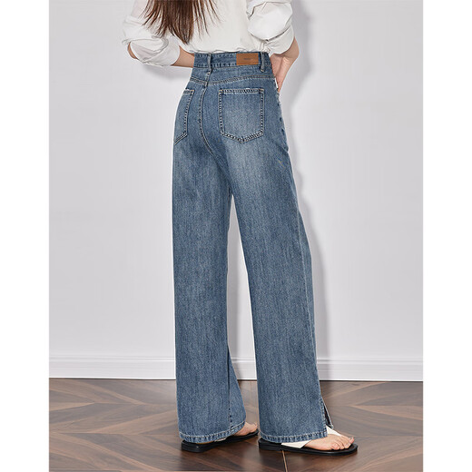 
Chuyu handmade cut-out jeans for women 2025 spring loose straight pants light blue grinding white trousers light blue 29