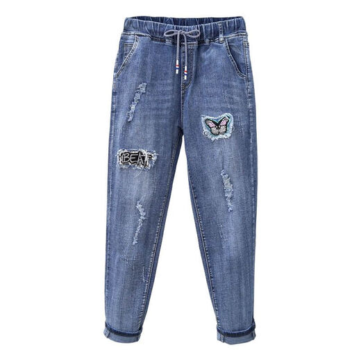 Qiancao Pantalon féminin de grande taille 200 Jin [Jin équivaut à 0,5 kg] Modèle mince lâche [1102 PERSONNEMENTS] 2024 Été Nouvelle fille élastique Fat Girl 6628 [noir] XL [120-135 Jin [Jin est égal à 0,5 kg]]]