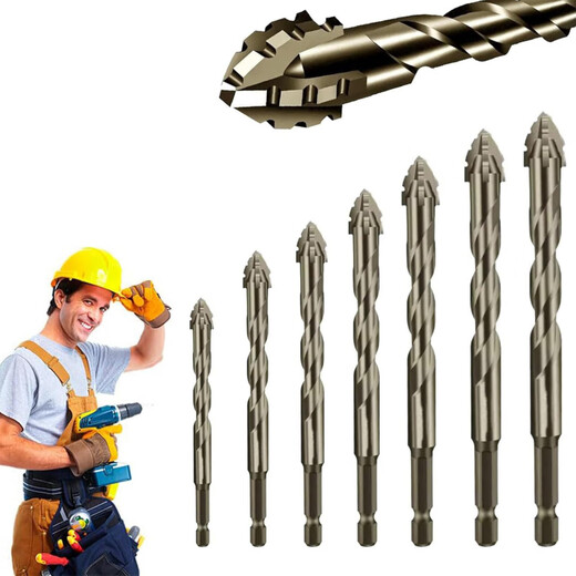 Mihong tilted head four-edged serrated eccentric drill bit for ceramic tile drilling concrete special electric drill rotor ultra-high hardness dry drilling four-edged serrated drill 3mm one pack