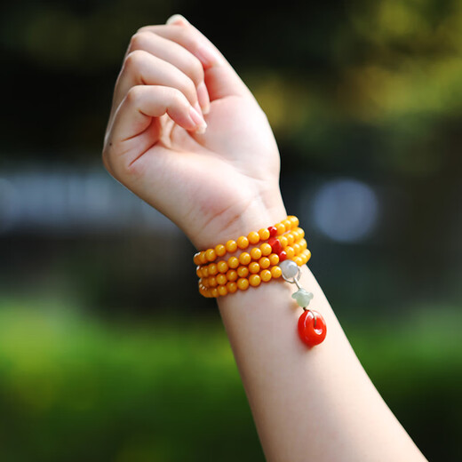 ADRIUS luxury high-end beeswax bracelet female chicken oil yellow amber yellow honey multi-circle bracelet DIY 108 beads about 6mm multi-circle beads about 6mm