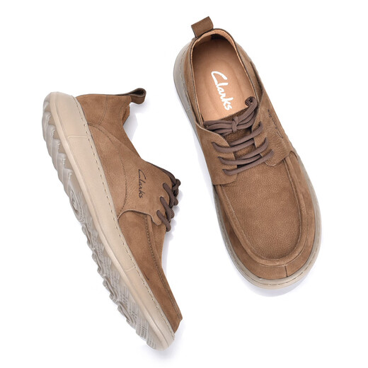 
Qile genuine leather clark men's shoes new genuine leather lace-up casual toe-layer cowhide-skin breathable commuter thick sole wear-resistant dad shoes light brown 40