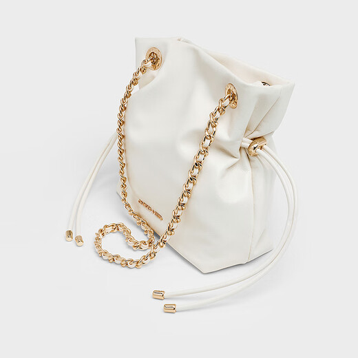 CHARLES&KEITH25秋新品柔软抽绳简约链条福袋包手提托特包包女包CK2-80151536 Cream奶白色 S