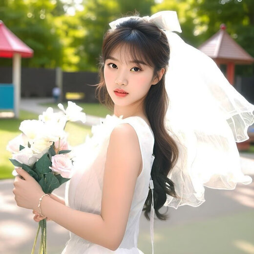 Jingli Jingda Bailu same style high-end fluffy gauze bridal veil female super fairy certificate registration photo bow bow proposal headdress white veil hairpin style