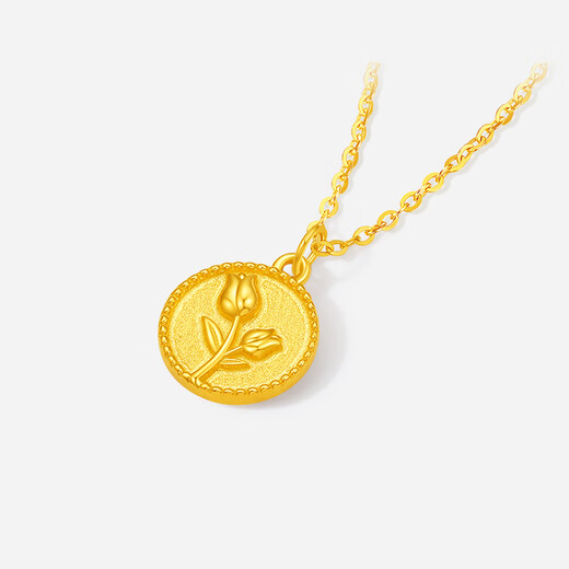 Saturday blessing 18K gold necklace female tulip color gold necklace birthday gift for girlfriend C0620931 40+5cm